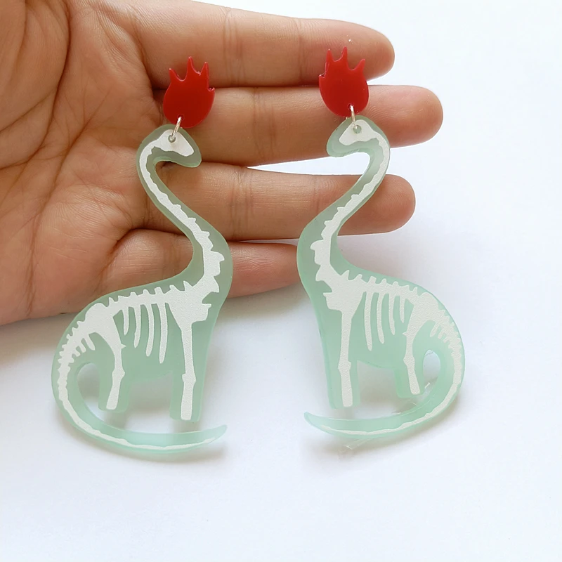 Boucles d'oreilles fille originales dinosaure vert • Petites Pirates