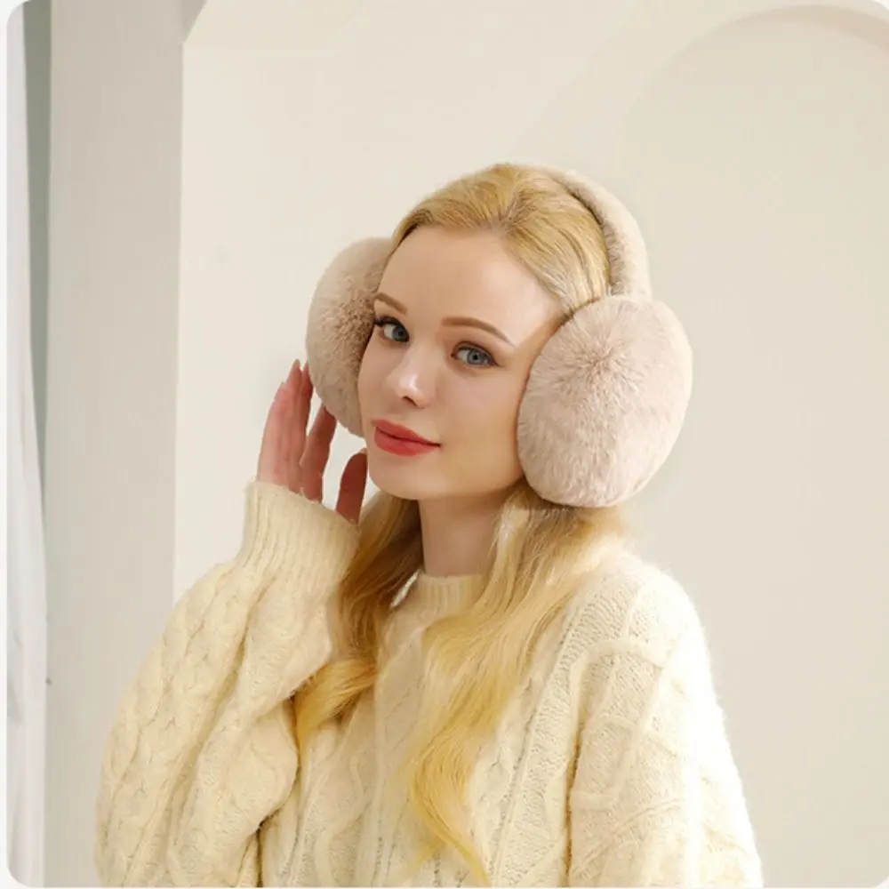 Plush Warm Earmuffs Men Women Adults Autumn Winter Foldable Soft  Thicken Solid Color Earmuffs Cute Simple Earlap Accessories