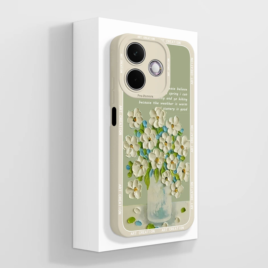 Artistic Flower Silicone Shockproof Phone Case - Soft Protective Back Cover
