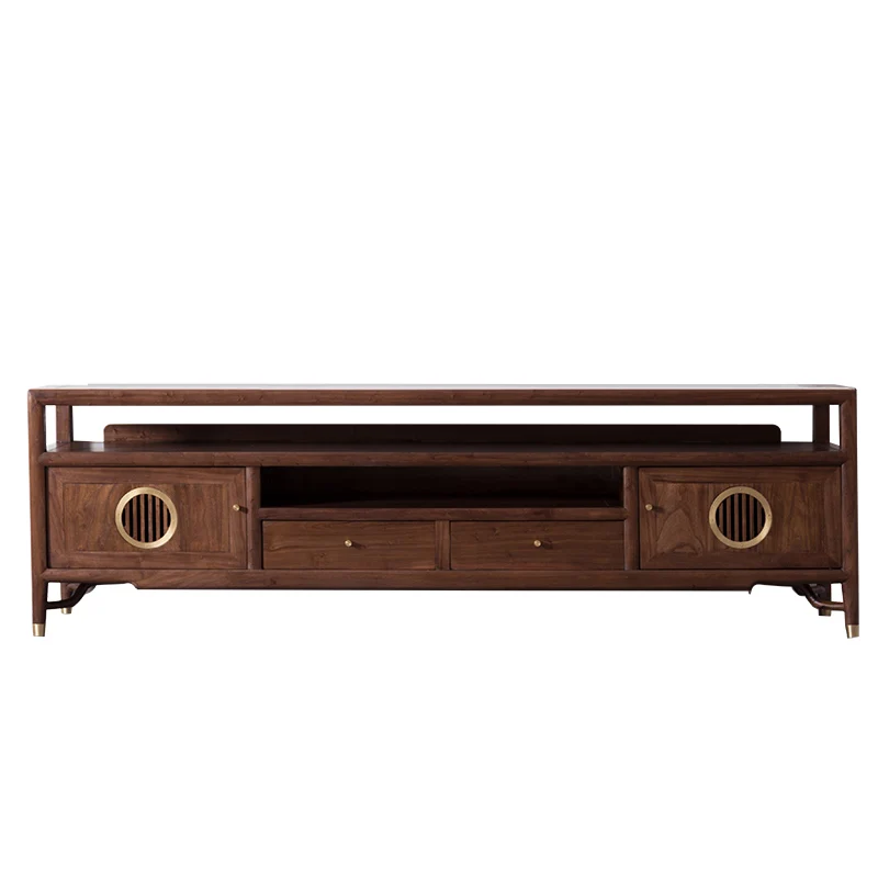 

New Chinese Style Solid Wood TV Cabinet Modern Minimalist Storage Cabinet Living Room Multi-Functional Floor Cabinet