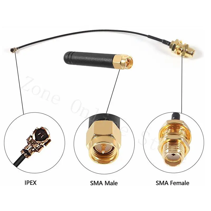 Risegun IPEX Antenne 2er Set - WLAN Antenne Für Laptop, 2,4G/5G, 46 Cm, Starkes Signal