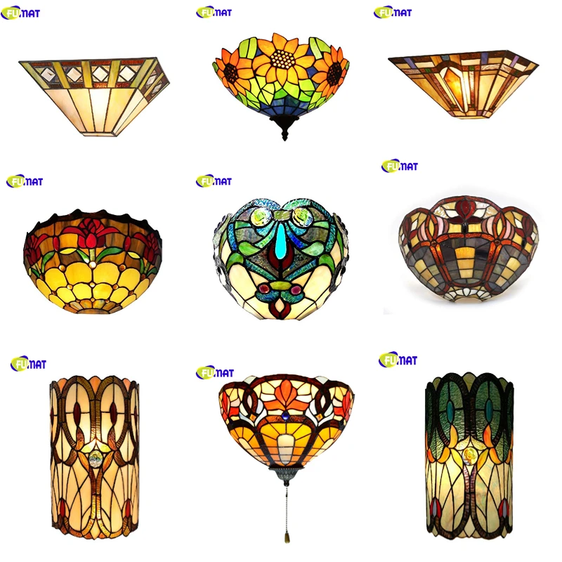 Tiffany Wall Lamp Stained Glass Porch Light Nordic Classical Oil