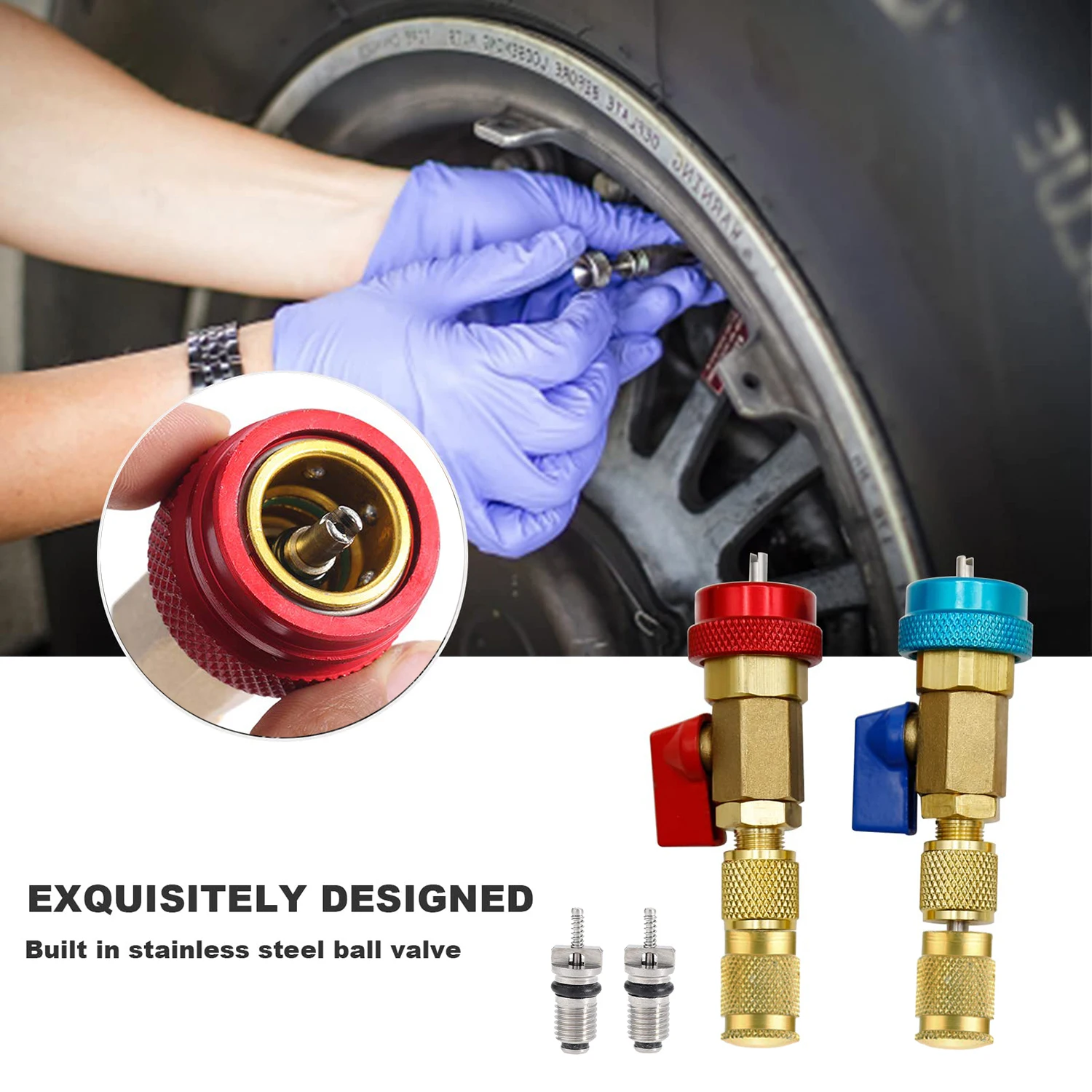 R134a R12 Valve Core Remover Installer Car Air Conditioning Valve Core Quick Remover Installer High Low Pressure Repair Tool