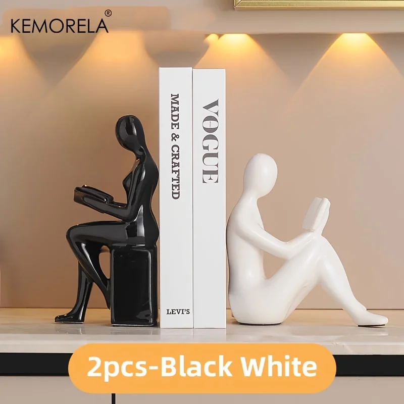 KEMORELA تمثال من السيراميك قطعتين يصور شخصًا يقرأ...