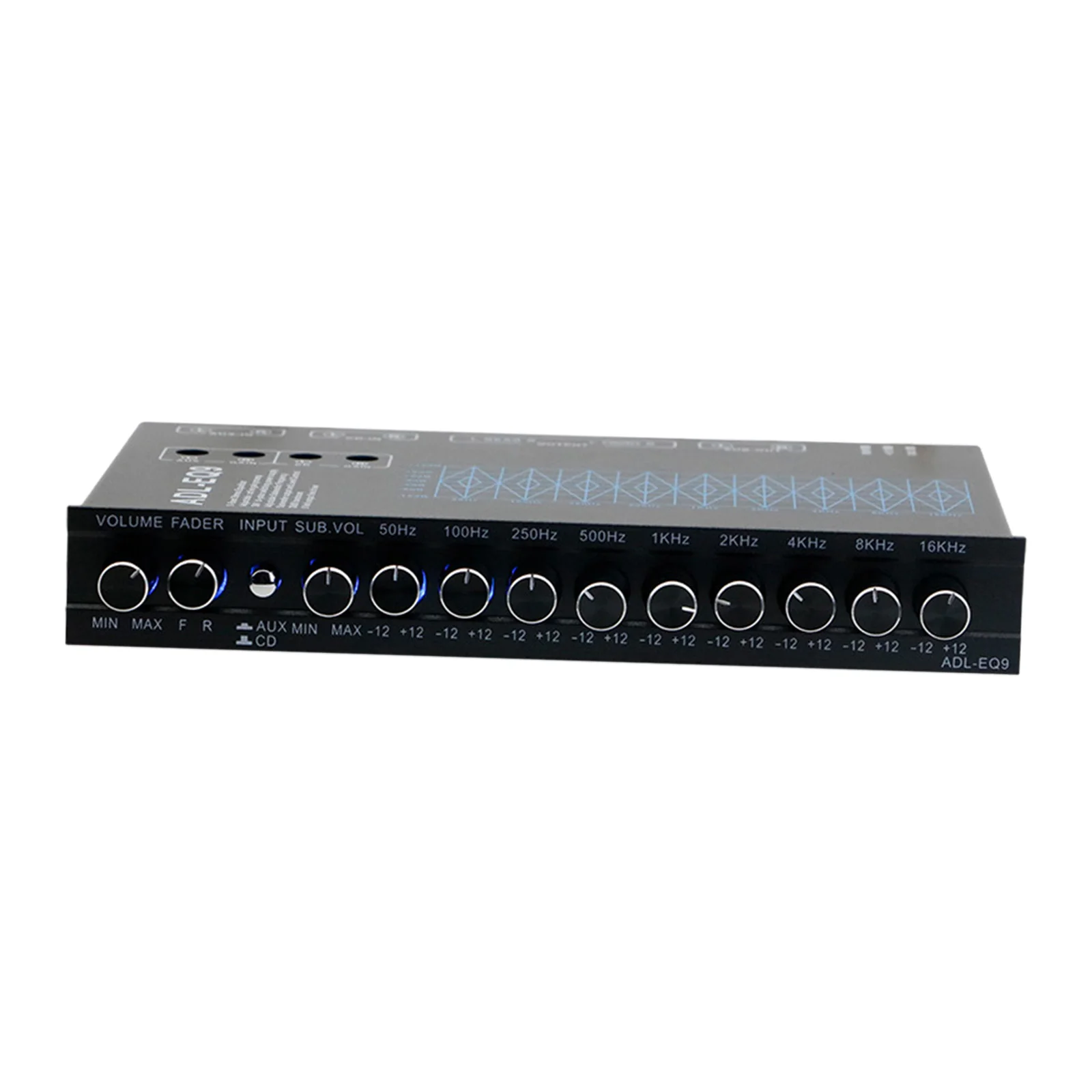 Car audio equalizer Car Audio Equalizer 9 Equalization Bands EQ 12V DC DSP Chip Adjustable for Boat RV Car Metal Subwoofer Output