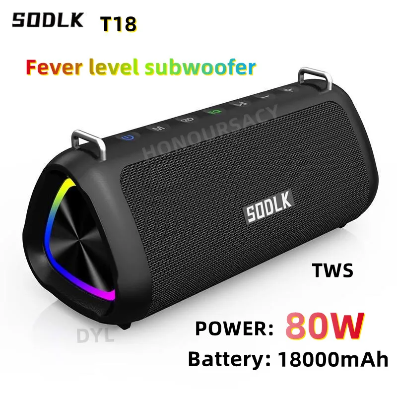 

SODLK T18 Phantom 80W High-power Outdoor Karaoke Machine Portable Wireless Bluetooth Speakers 10000mAh Battery Long Battery Life