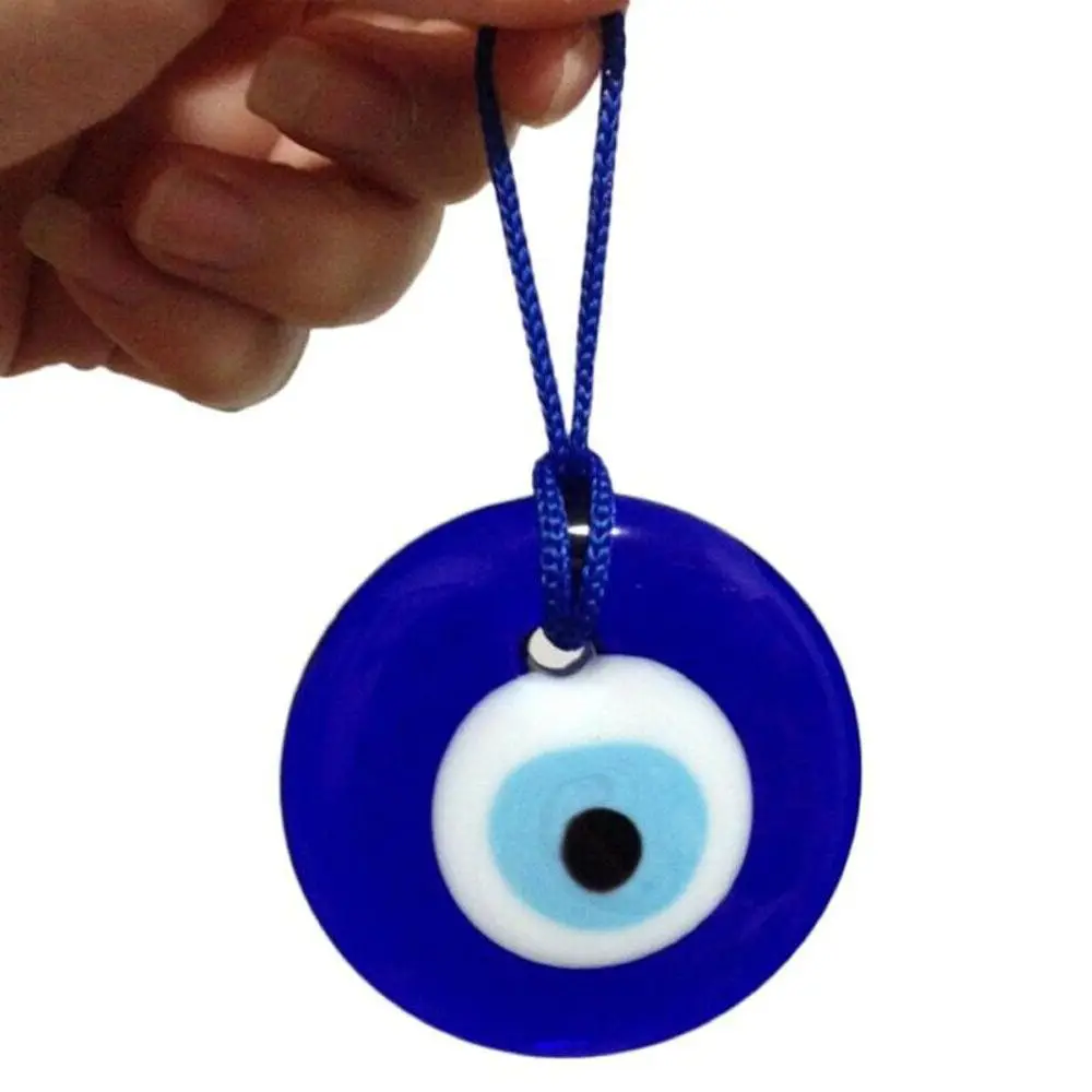 1PC Blue Lampwork Glass Turkish Evil Eye Charm Pendant Car Home Amulet Kabbalah
