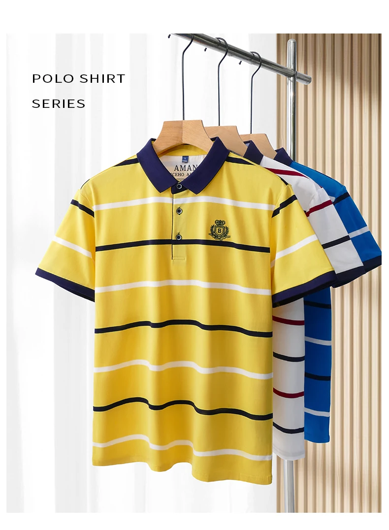 Fashion striped short sleeve men polo shirt summer trend brand letter embroidery design business casual breathable Paul T-shirt 21 Sf2900d701b4545d489379505ab50bd29k