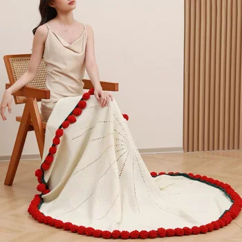 Handmade Flower Knitted Blanket 1