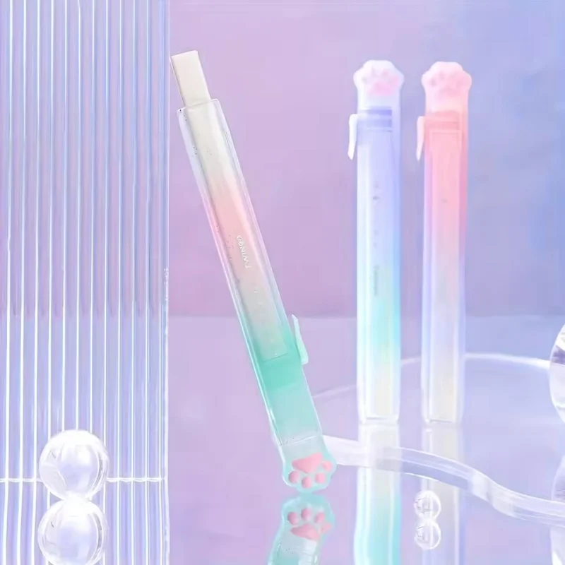 그라데이션 고양이 발 모양 스트레치 지우개, 수정 및 변형 지우개, 흔적 없는 ..
