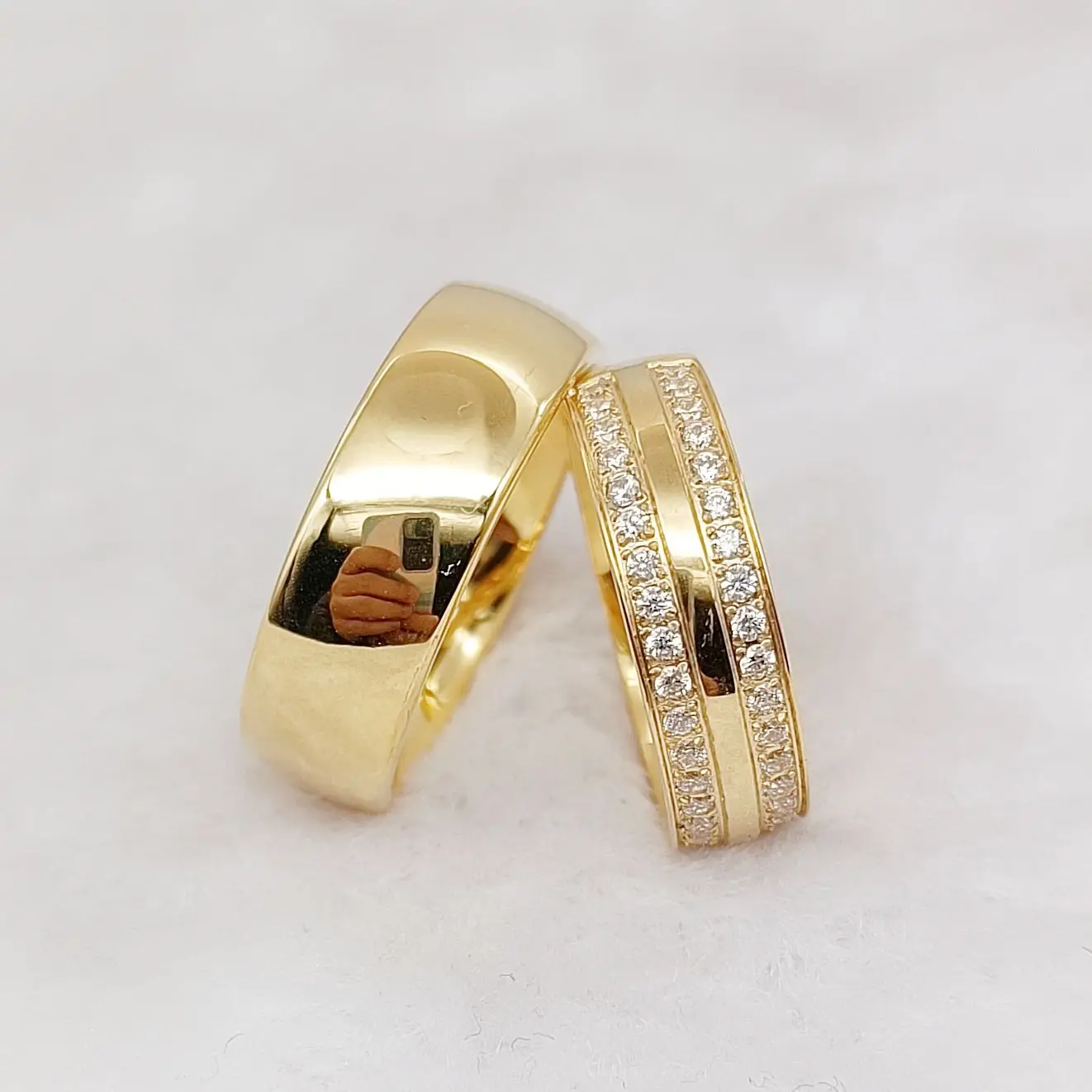 

High Quality Couples Wedding Rings For Lovers Men and Women wholesale 18k gold plated stainless steel jewelry cz Diamond ring
