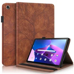 Enhanced Tablet Case - Embossed Tree Flip Wallet Stand Cover - Lenovo Tab 10.1 2025 (Brown)