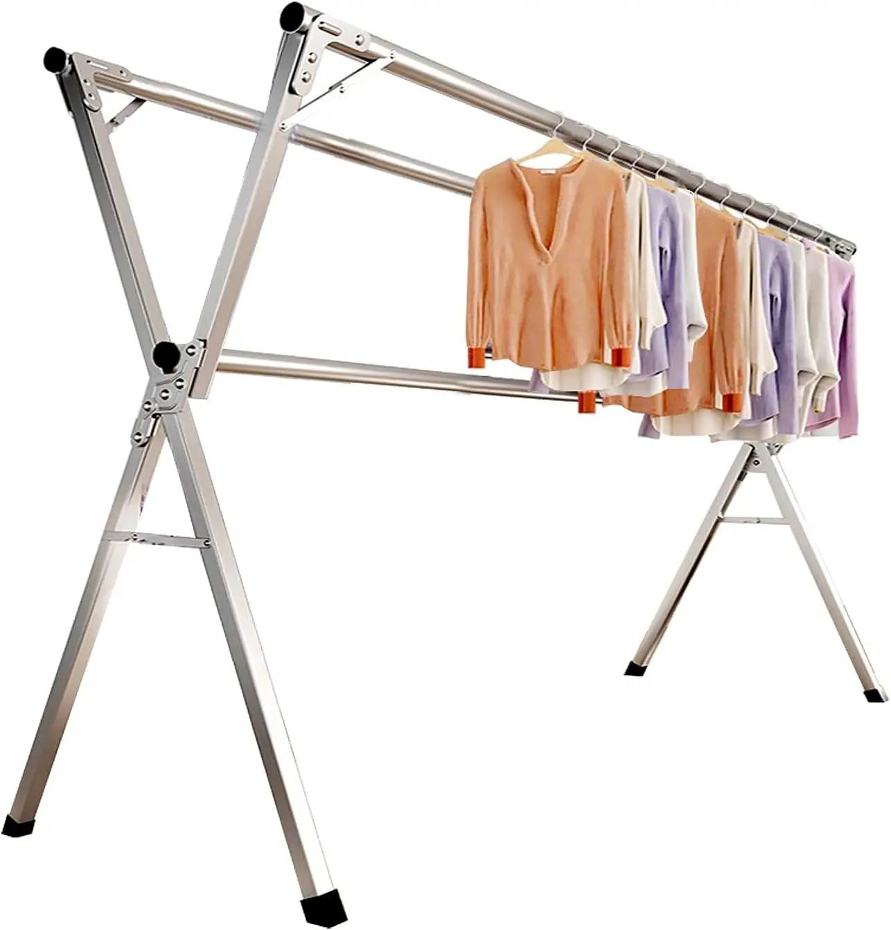 Clothes Drying Rack for Laundry Foldable, 79 inch Stainless Steel Pool Towel Rack Outdoor Free Standing Clothing Hanger Indoor 5