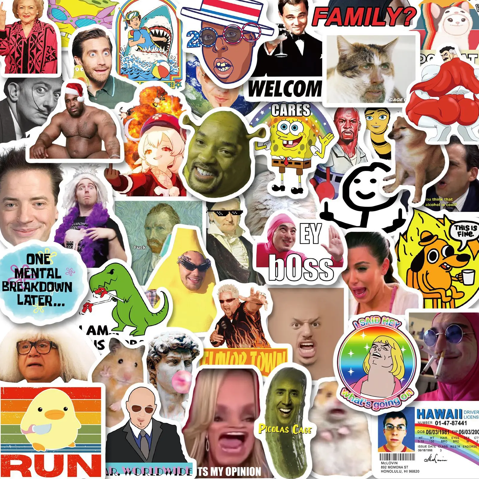 10/30/50pcs Funny Meme Stickers for Kids Laptop Phone Case Scrapbooking Car Graffiti Vinyl Decals Sticker Style Trendy Teen Toys | Игрушки и
