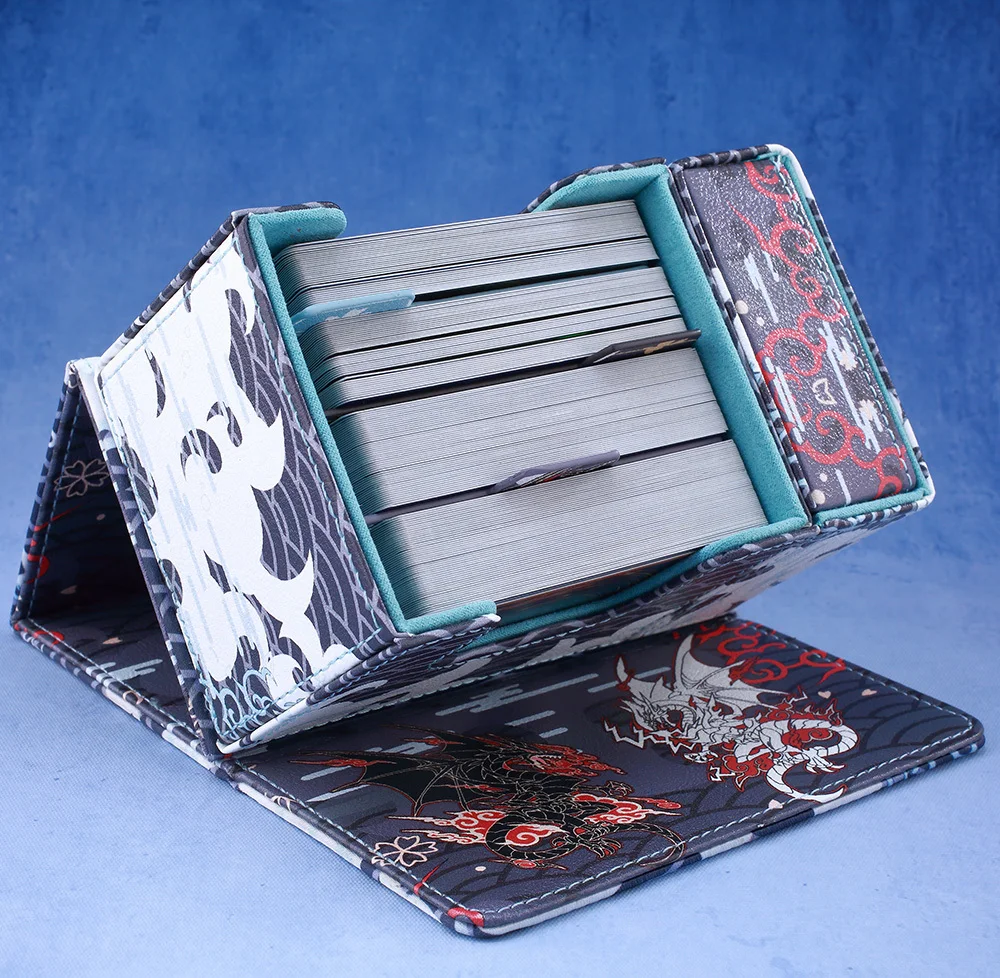 Gacha 100+Load Trading Card Deck Box mit 2 Trennwänden PU-Leder Magnetverschluss Spielkarte Aufbewahrungsbox für YuGiOh TCG Sportkarte – Detail 35