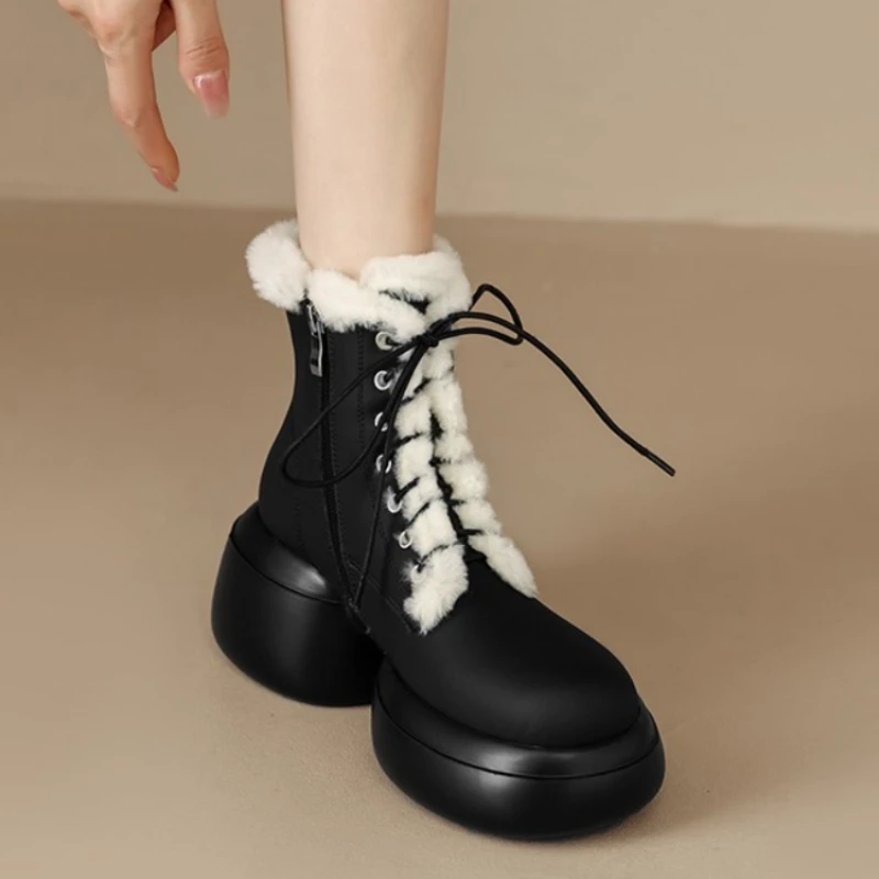 Women's Snow Boots Winter Shoes Warm Casual Fur Ankle Women's Non Slip Plush Suede Rubber Soled Shoes Women Boots Botas Mujer