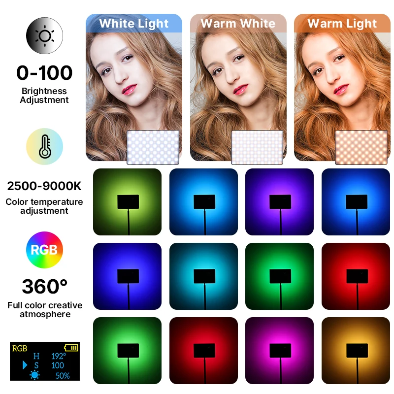 VIJIM Ulanzi PL-10 10inch RGB LED Video Light Panel Camera Light Full Color Rechargeable 8000mAh 2500K-9500K Studio Live Lamp