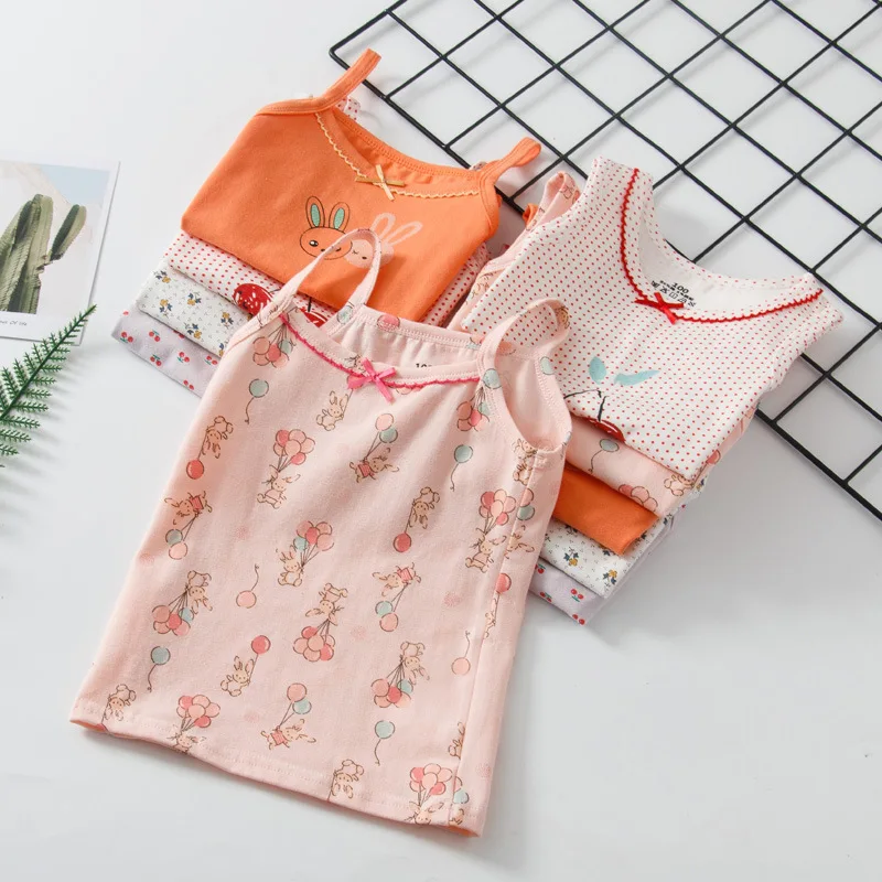 

Girls Summer Thin Cartoon Vest Child Baby Lovely Floral Cotton Vest