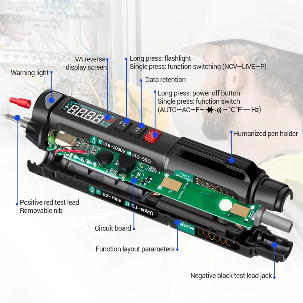 Voltage Tester LCD Display Non Contact AC Sensor Pen Live Wire Check Breakpoint Locate