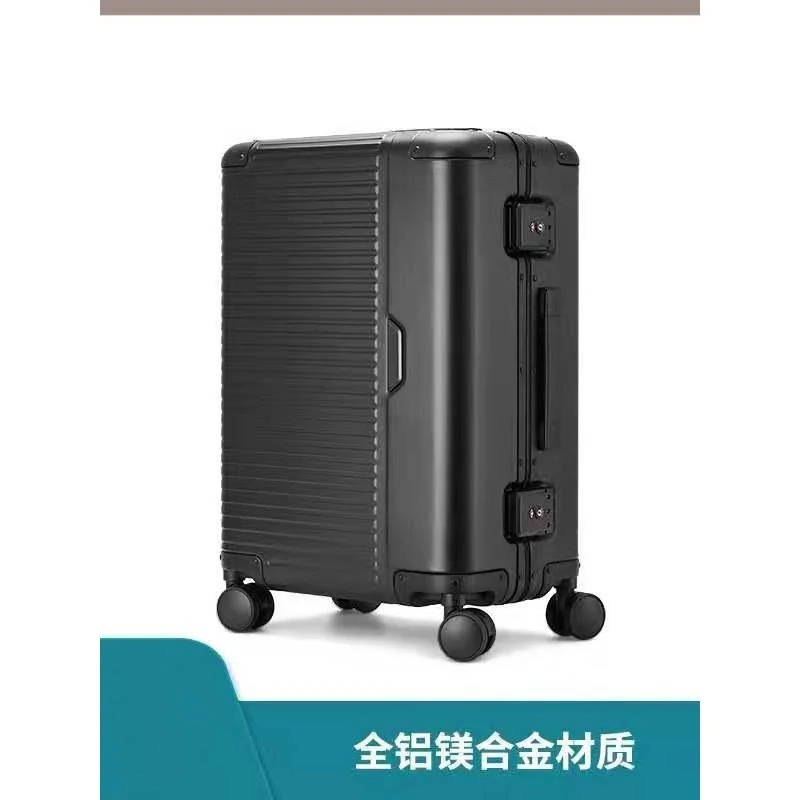 Popular high-end metal box aluminum magnesium alloy rod box hinomoto universal wheel aluminum alloy rod box 26 inch luggage