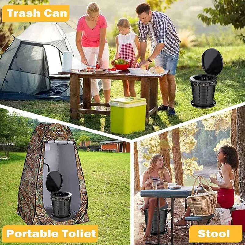1Set Portable Toilet For Adults Kids Outdoor Camping Potty And Emergency Mini Toilet Plastic