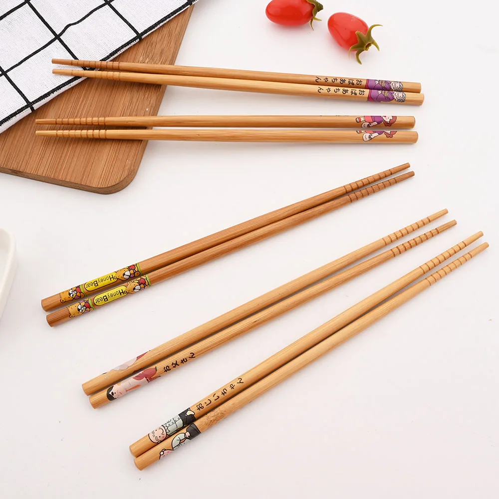 Multicolor Non-Slip Bamboo Chopsticks Set - 5 Pairs of Japanese Natural Wood Sushi Tableware