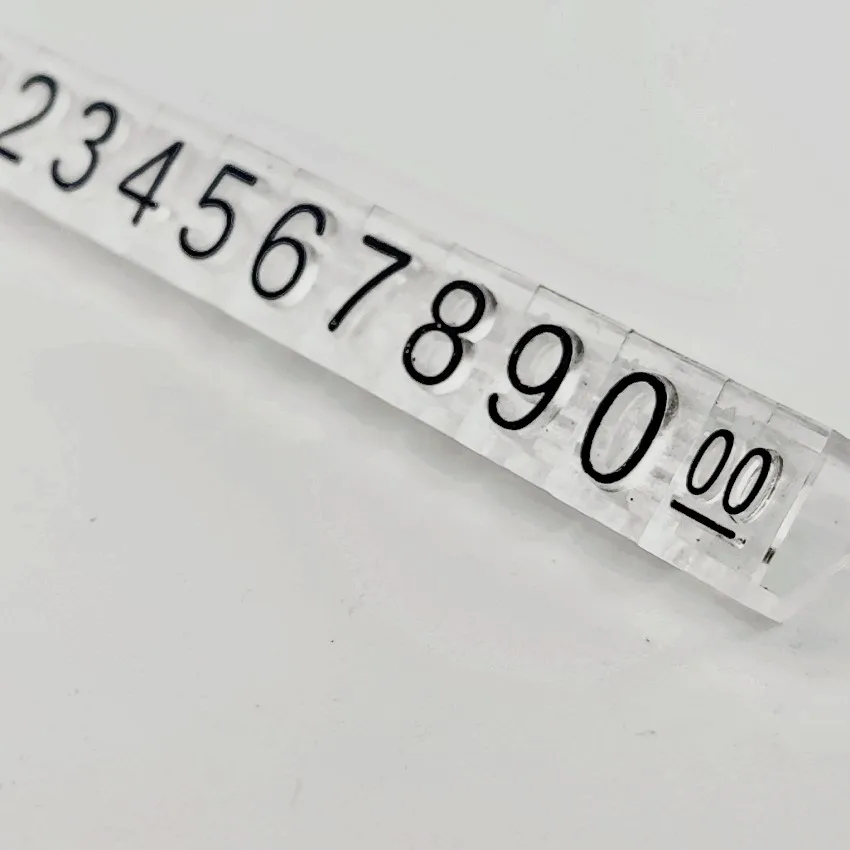 50sets Plastic Jewelry Number Price Bar Strip Display Marked Particle Stands Detachable with Currency Length7.8cm