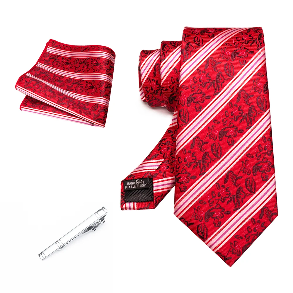 EASTEPIC 8 cm Herrenkrawatte Rot Grün Paisley Krawattenset mit Krawattenklammer Hochwertiges Accessoire für Hochzeit und Party Ausverkaufsartikel – Detail 25