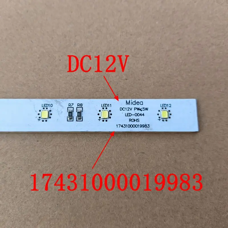 80%NEW 17431000019983  DC12V Refrigeration Lighting LED Strip For Midea Refrigerator Parts