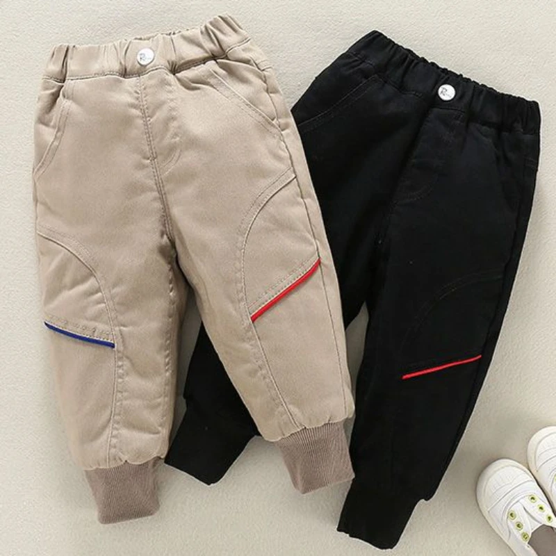 

Winter Kids Fleece Warm Cargo Pants for Boy Elastic Waist Sweatpant 1+y Young Children Clothes Autumn Girls Thick Sport Trousers