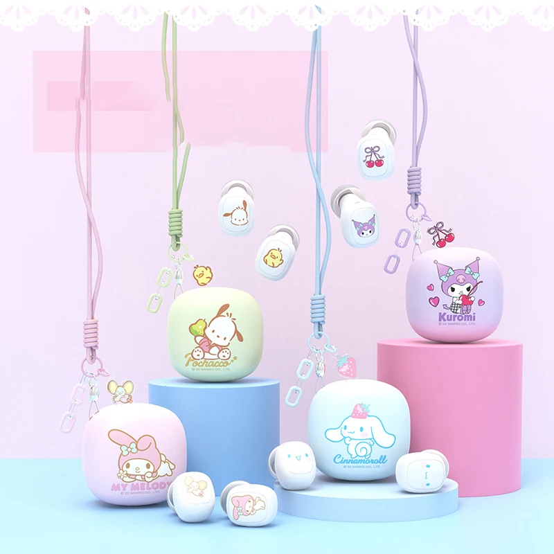 

Cartoon Wireless Earbuds Kuromi My Melody Earphone With Hanging Rope In-Ear Headphone For Girls Women Kids Gift