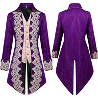Veste de Style Victorien et Gothique pour Homme, Vêtement Style Steampunk, Rétro, Violet, en Velours, Cosplay, Robe Médiévale, Uniforme Renaissance 5