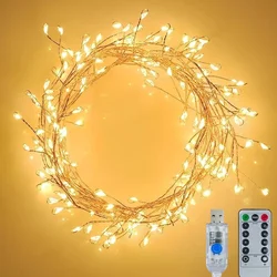 Enchanting Twinkle String Lights with Remote Control - 8 Mode Decorative LED Cluster for Bedroom, Wedding, and Christmas Decor (Warm)