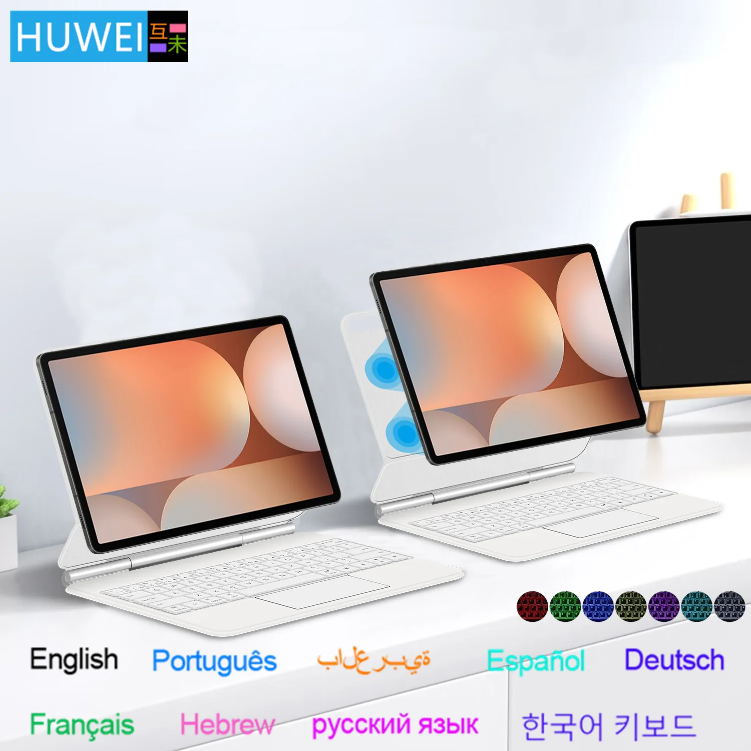 HUWEI Magic Keyboard For Samsung Galaxy Tab S10+ Case Backlight Keyboard For Samsung Tab 10 Plus 12.4 SM-X820 SM-X826 X826B Case