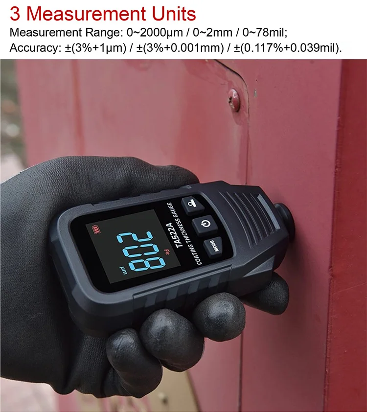 TA521A/522A Paint Coating Thickness Meter 0‑2000µm High Accuracy Car Paint Teste