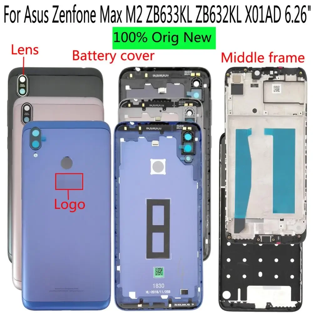 Shyueda 100% Оригинальная Новинка 6,26 дюйма для Asus Zenfone Max M2 ZB633KL ZB632KL X01AD задняя крышка корпуса батарейного отсека средняя рамка