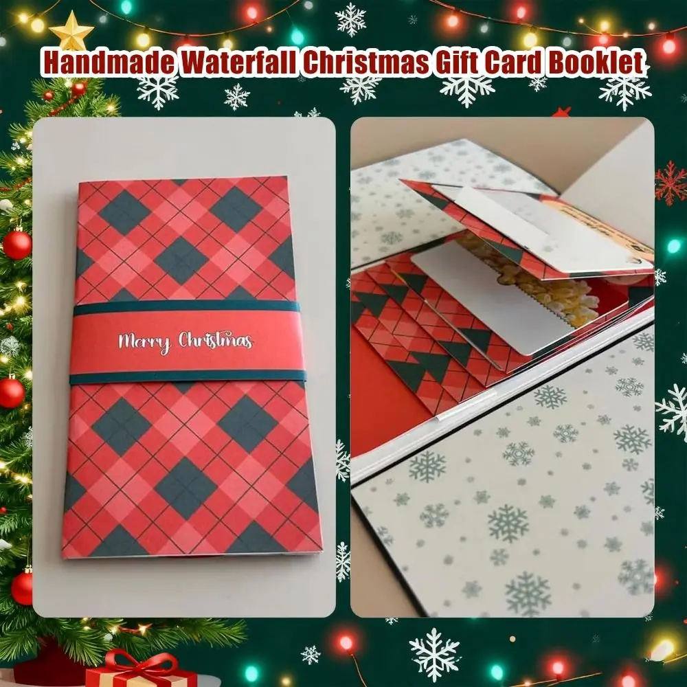 Paper Christmas Gift Card Holder Book with Waterfall Design