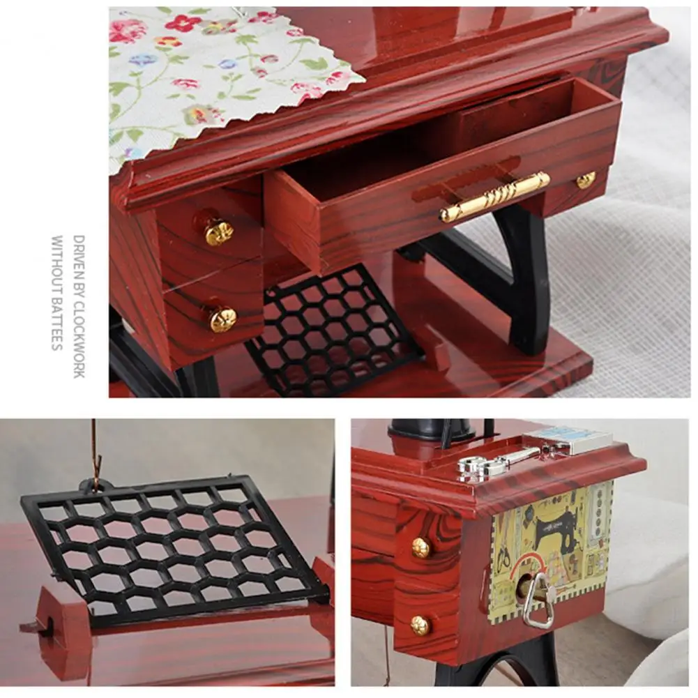Sewing Machine Music Box Mini Vintage Retro Sewing Clockwork Music Box Gift Table Home Decoration music box