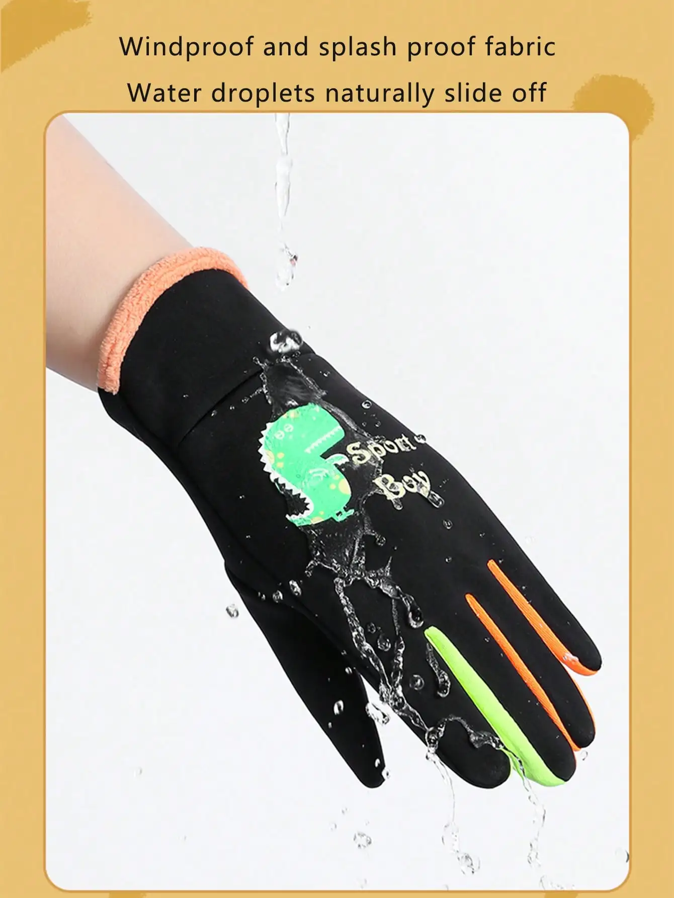 Children Gloves Cartoon Full Finger Gloves Nightlight Windproof Children Ski Gloves Waterproof Winter Warm Snowboard Mittens Outdoor Sports