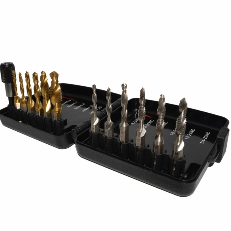 13 Pieces SAE/Metric Combination Drill & Tap Bit Set 3-in-1 Screw Tapping Bit Tool Hex Shank Drill Bits for Drilling drill bits screw tap tap and die set screw tap set hand tap tool set electric drill tap tool hand tap tool hand tap drill drill tap tool drill and tap tool