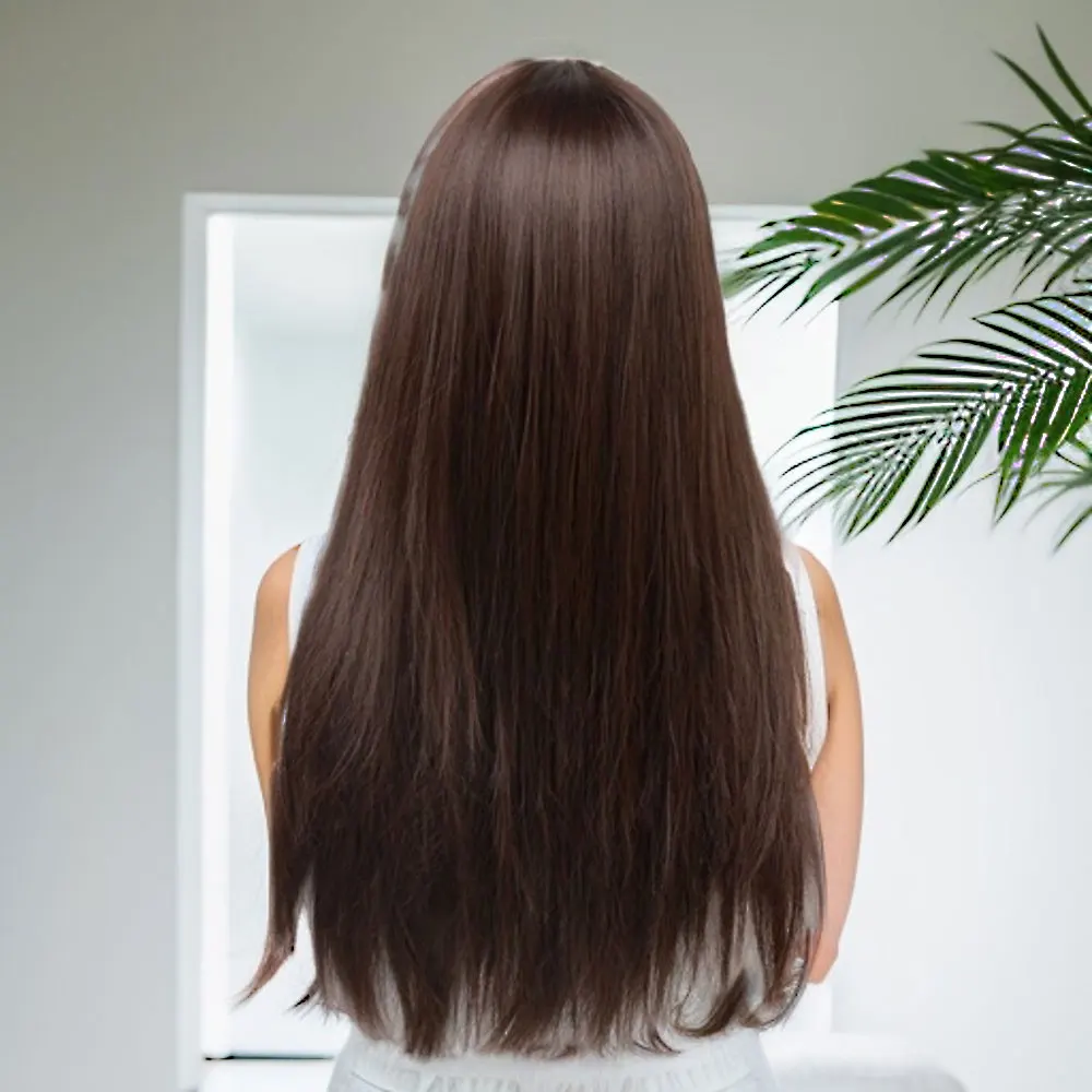 Synthetic Wig Straight With Bang For Women Heat-Resistant Daily Use