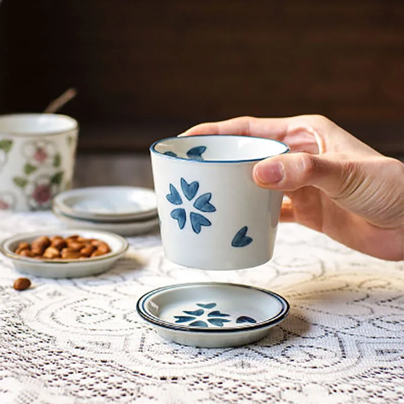 Japanese Style Ceramic 200ml Water Cup Without Handle Household Drinkware Tea Coffee Cups Set coffee cup saucer set