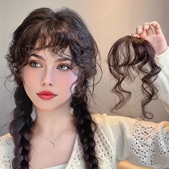 I pezzi di parrucca con frangia da donna sono realizzati in fibra sintetica, semplici e naturali, adatti a tutte le donne da indossare come accessori per parrucche.