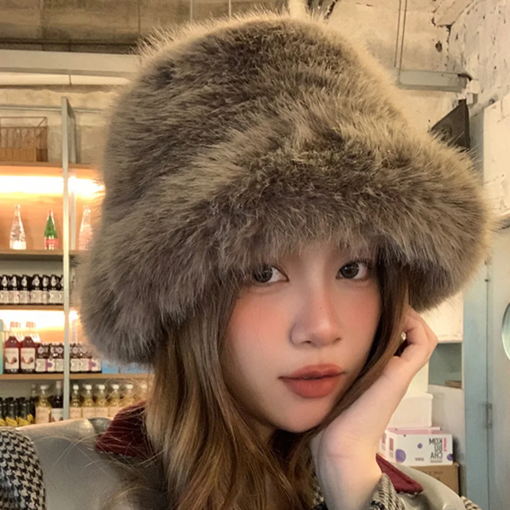 Knocking on Winter Snow Mountain Western Sichuan Tourism Plüsch-Fischer für Frauen, um sich warm zu halten und das Gesicht klein zu zeigen_voghion.com