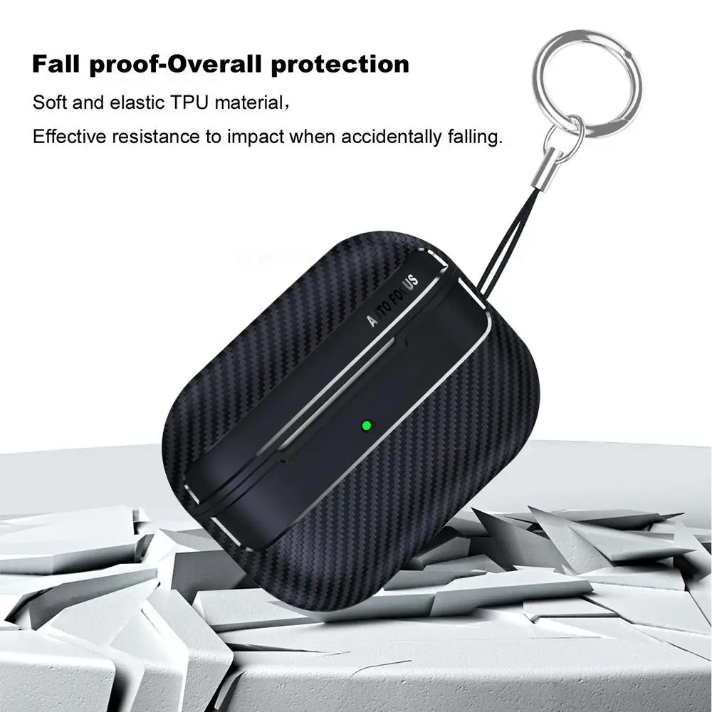 Carbon Fiber Earphone Cover with Hook - Compatible with AirPods Pro