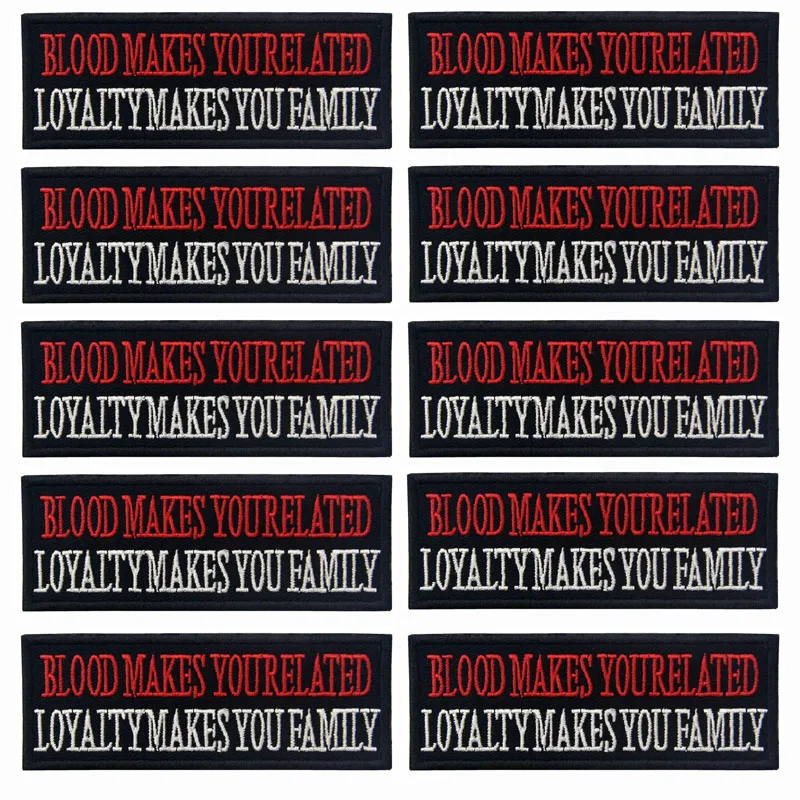 4-Inch MC Biker Patch - 'Blood Makes You Related, Loyalty Makes You Family'
