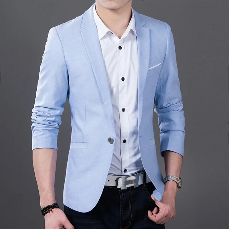 Summer Thin Blazer for Man New Solid Color Versatile Slim Lapel Handsome Suit Jacket Male