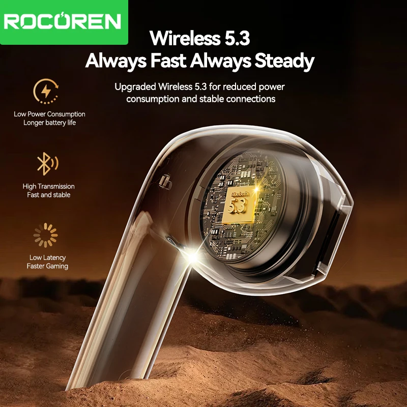 Rocoren Mini Wireless Bluetooth Earphones with Touch Control and Sports Design