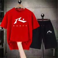 2Pcs/Set Casual Outfit Fashion Thin Sportswear Suit Mountain Print Loose T-shirt Loose Shorts Sport Suit Streetwear 2