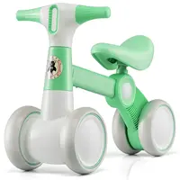 DORTALA Cute Baby Balance Bike 4 Wheels Childrens Bicycle Toddlers Riding Toy w/No Pedal Green/Pink/Yellow 1
